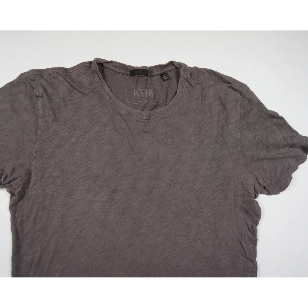 ATM Shirt Mens Medium Gray Short Sleeve Crewneck Slub Jersey Tee Adult Casual